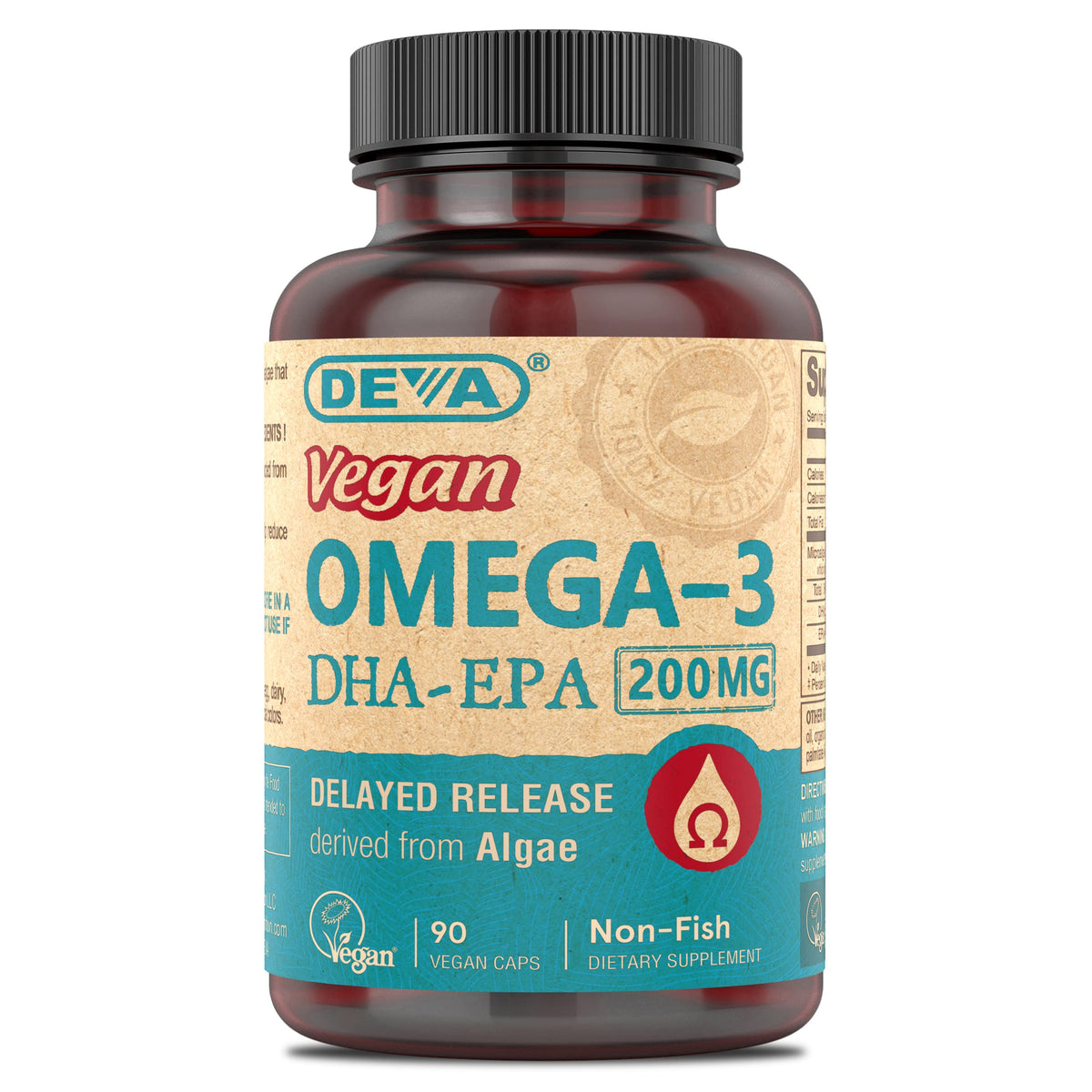 DEVA Vegan Omega-3 DHA-EPA bottle for daily plant-based intake.