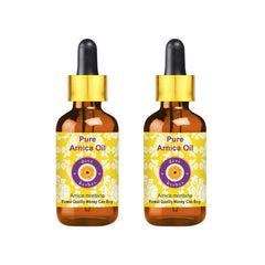 Deve Herbes Arnica Oil in an amber bottle for pure skin nourishment.