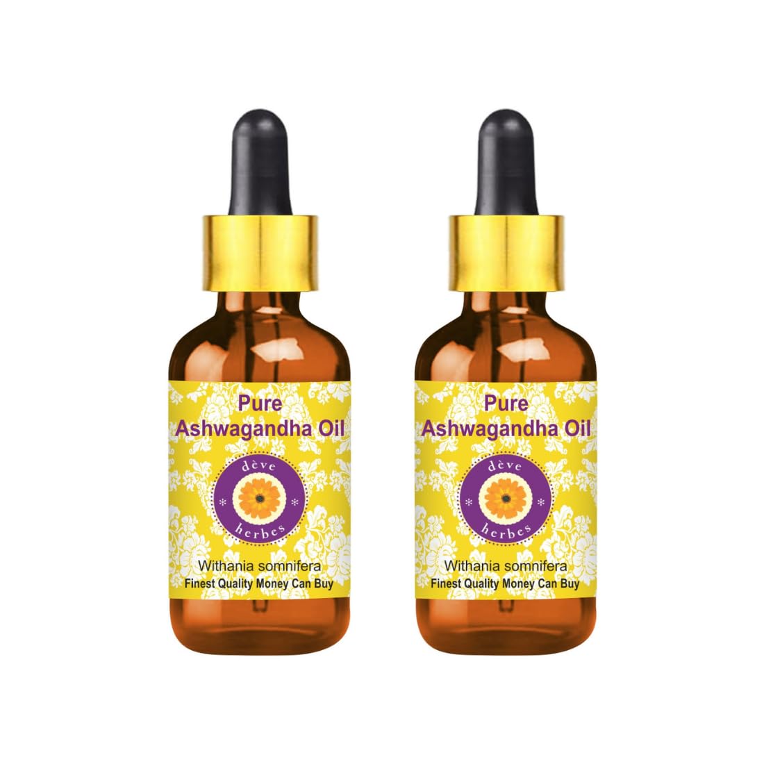 deve herbes Ashwagandha oil bottle, pure carrier oil for facial care.