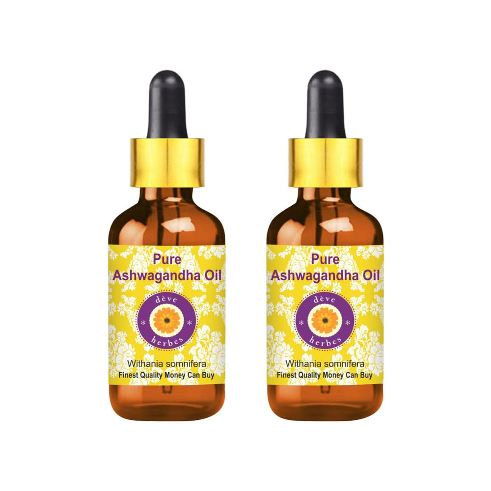 deve herbes Ashwagandha oil bottle, pure carrier oil for facial care.