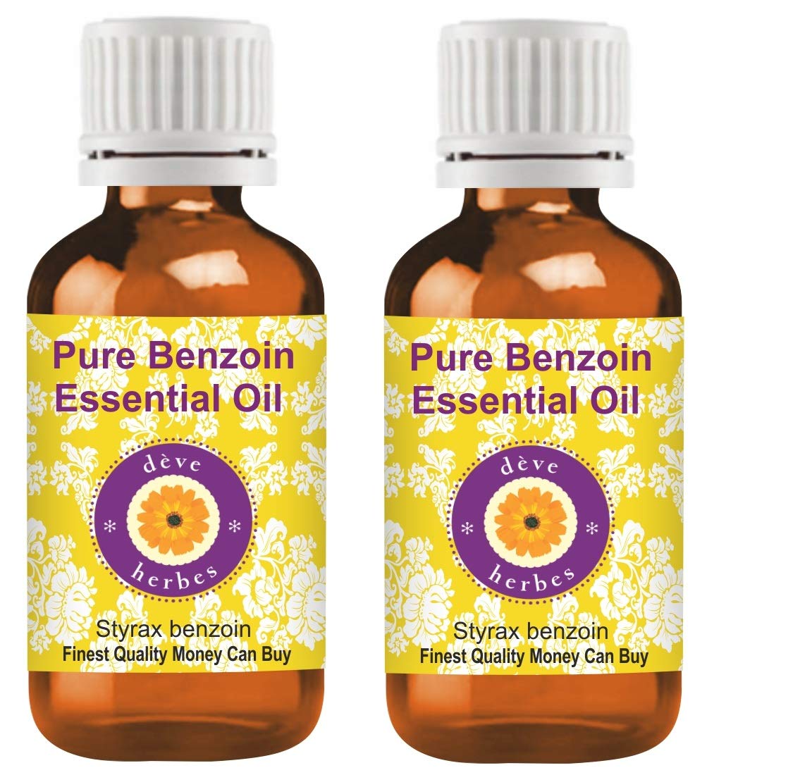 Deve Herbes Benzoin essential oil bottle in amber glass preserves potency