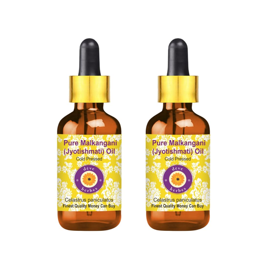 Deve Herbes Jyotishmati oil with glass dropper for precise dilution and smooth application.