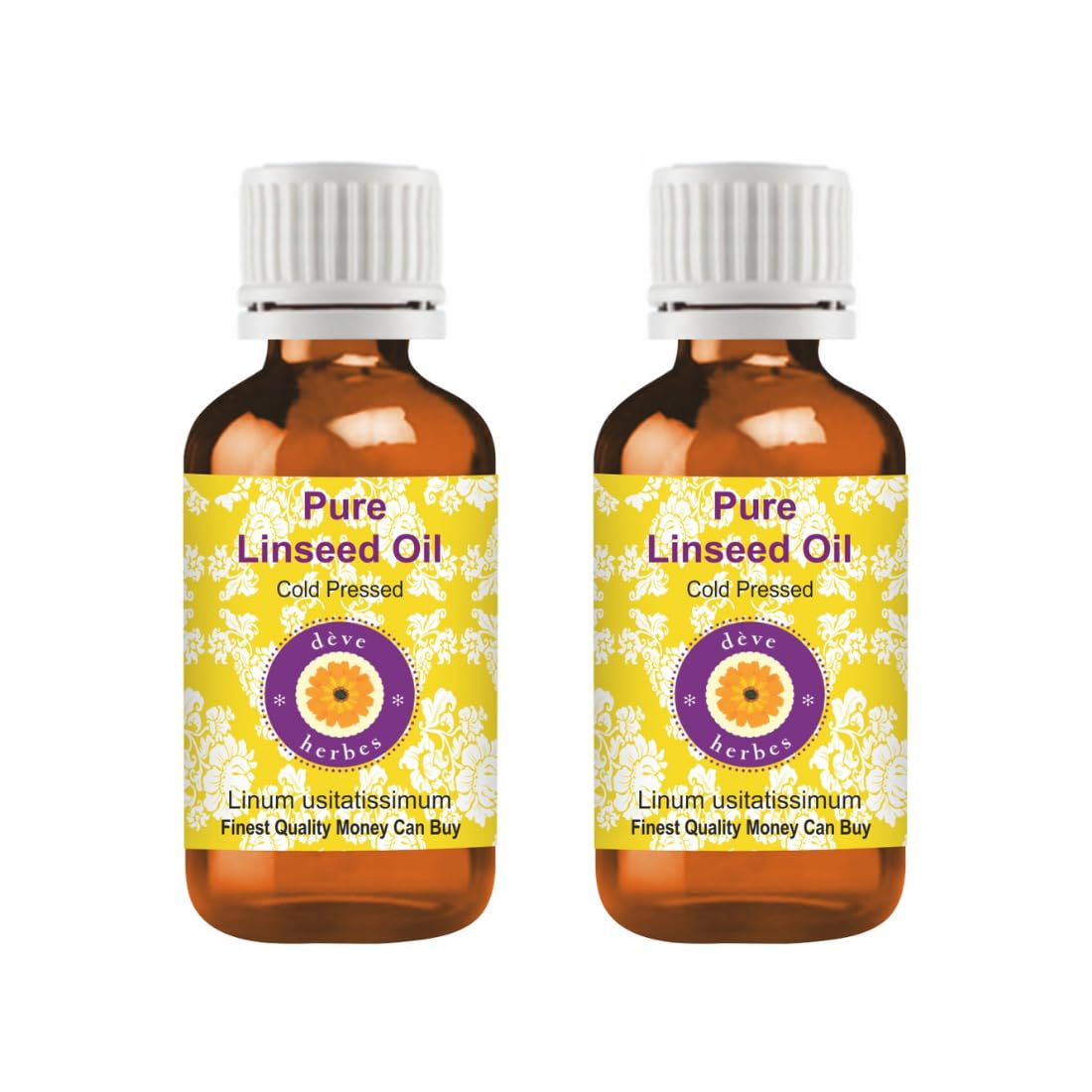 Deve Herbes Linseed Oil bottle front view showing a pure carrier oil for skin and dilution.