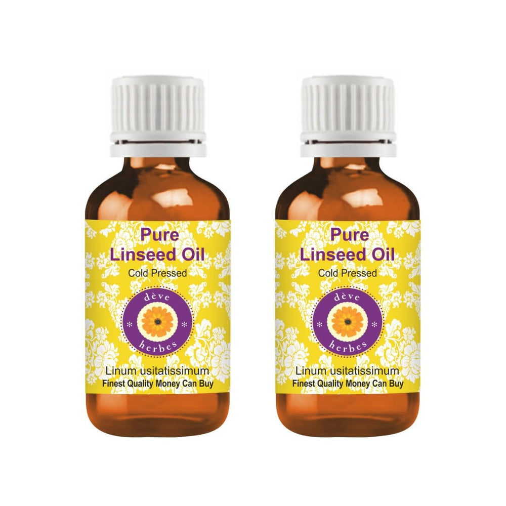 Deve Herbes Linseed Oil bottle front view showing a pure carrier oil for skin and dilution.