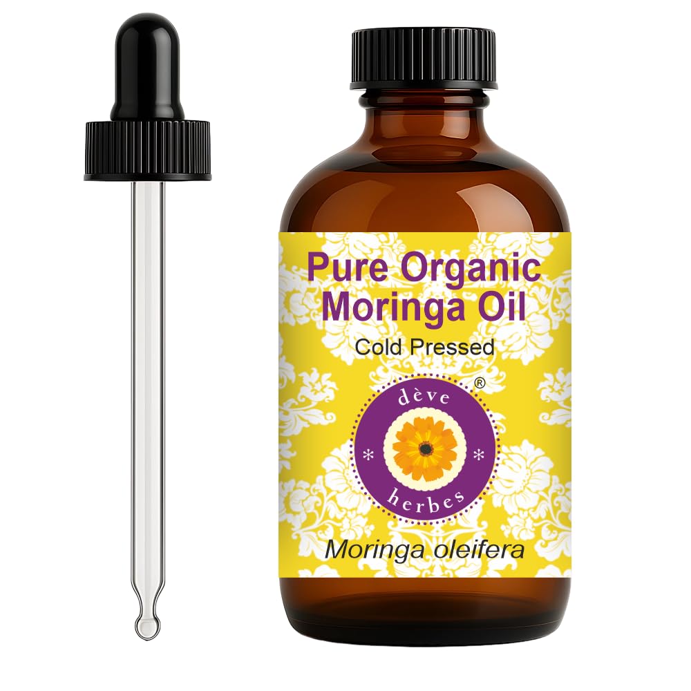 Deve Herbes Moringa Oil bottle with dropper for precise application and nourishment.