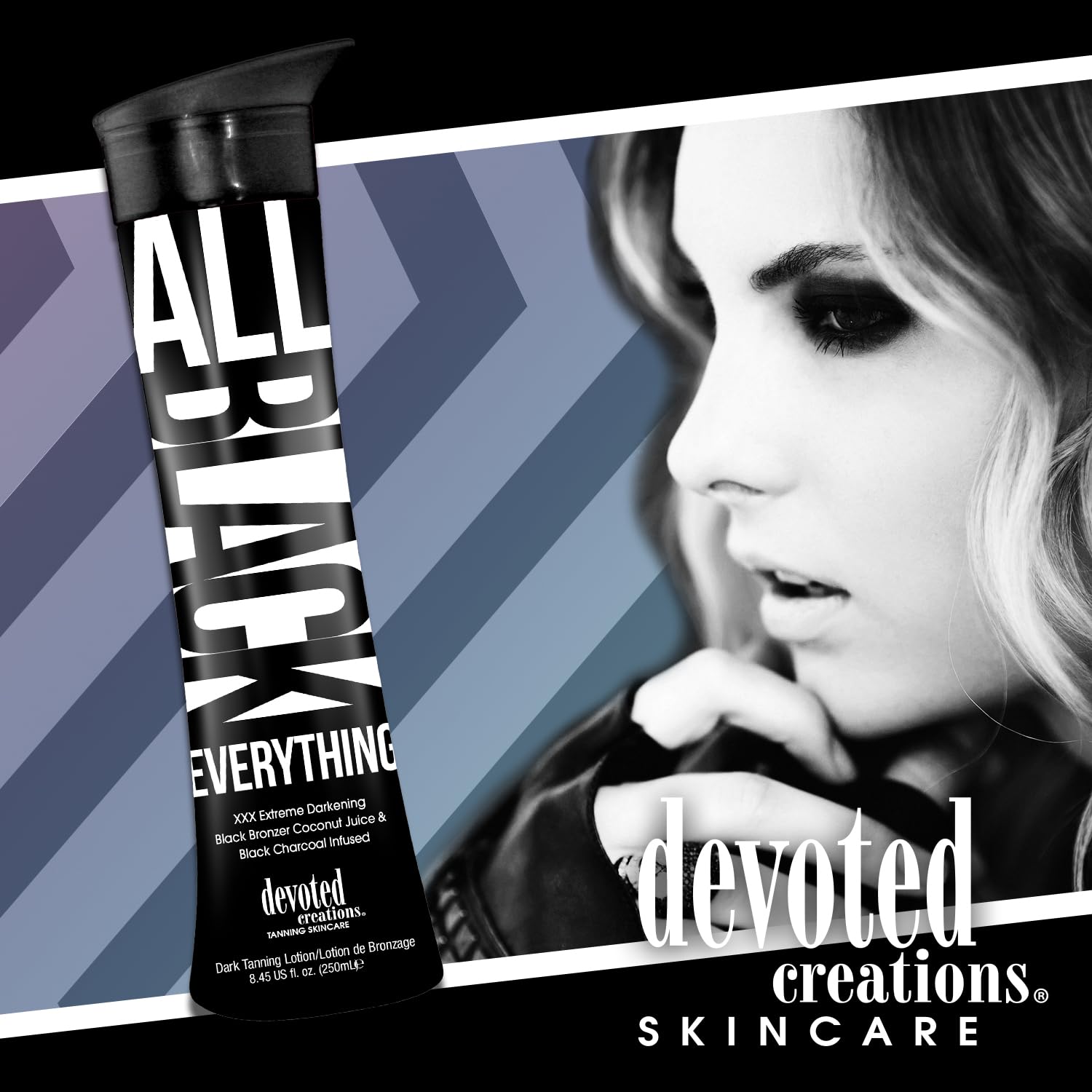 Devoted Creations All Black Everything application closeup showcases coconut-based hydration for even color build.
