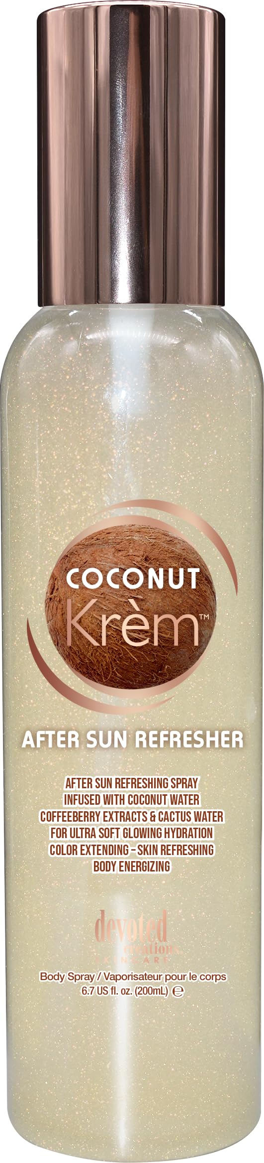 Devoted Creations Coconut Krèm After Sun bottle pour delivers cooling hydration after sun exposure.