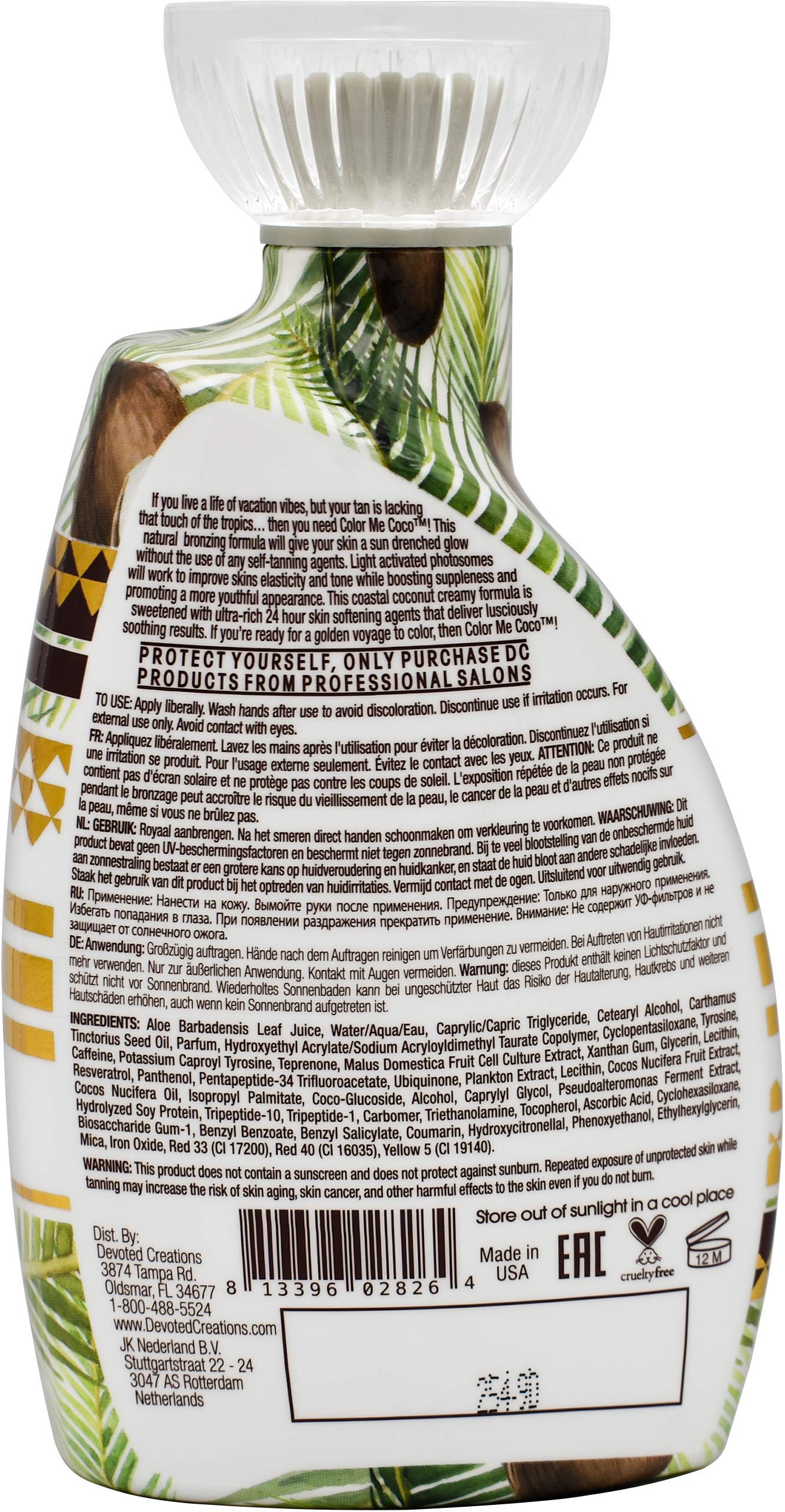 Devoted Creations Color Me Coco bronzer packaging showcasing coastal coconut scent