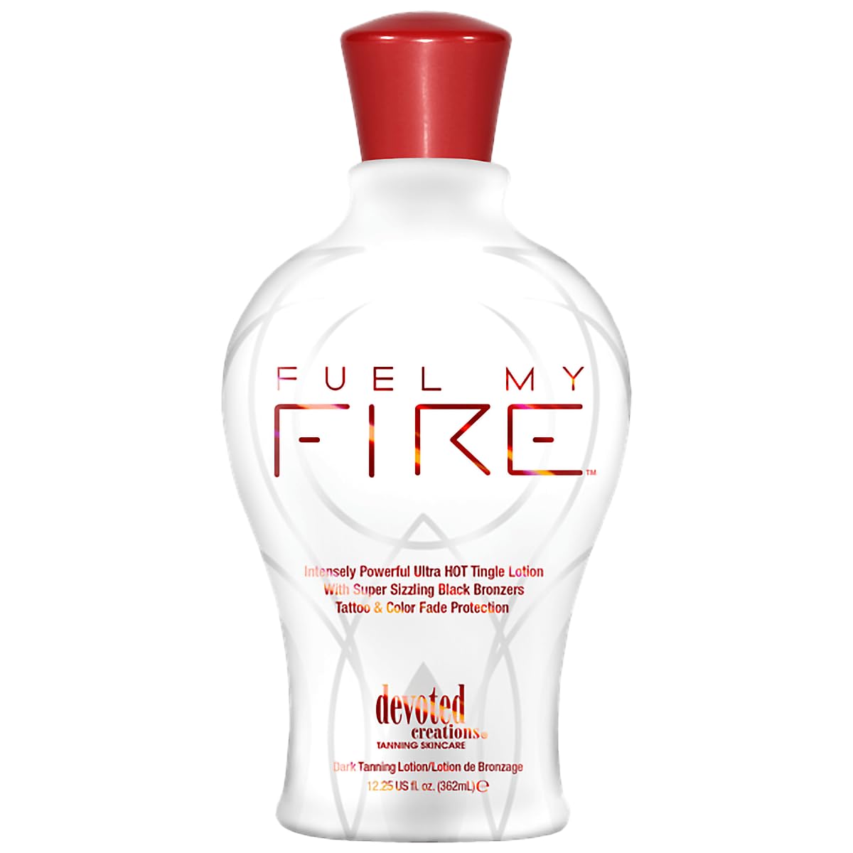 Devoted Creations Fuel My Fire front bottle showcases ultra hot bronzing for bold color.