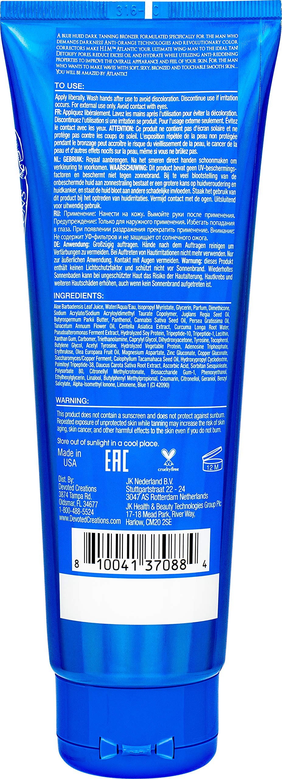 Devoted Creations H.I.M Atlantic blue-bronzer texture shows even application and color protection for tattoos.