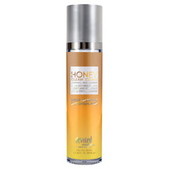 Devoted Creations Honey Gleam Cream jar close-up showing luminous mineral texture for radiant skin.