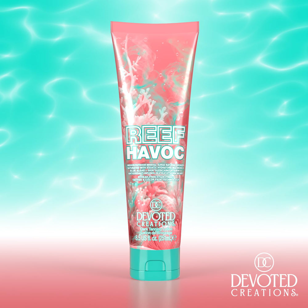 Devoted Creations Reef Havoc lotion texture shows creamy, spreadable formula
