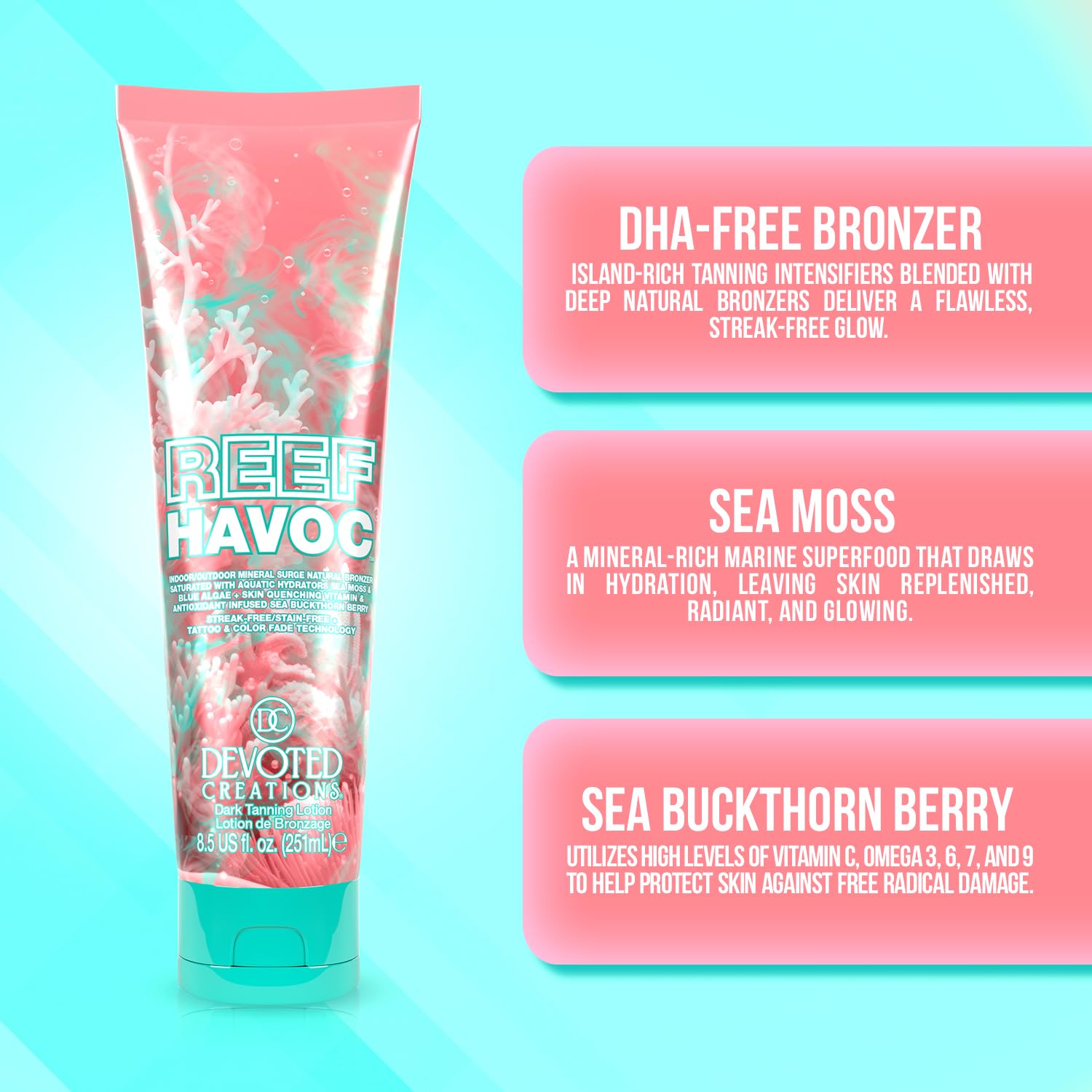 Devoted Creations Reef Havoc packaging and tube design signals premium tropic care
