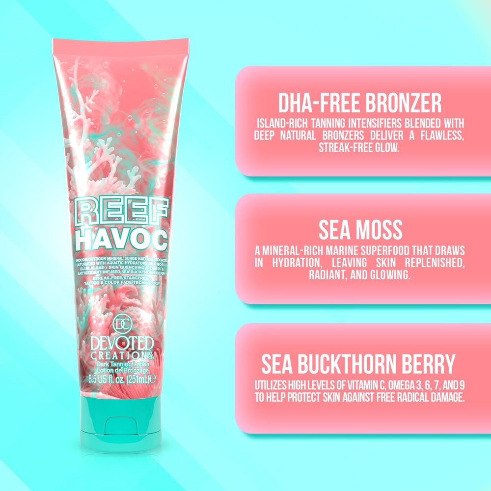 Devoted Creations Reef Havoc packaging and tube design signals premium tropic care