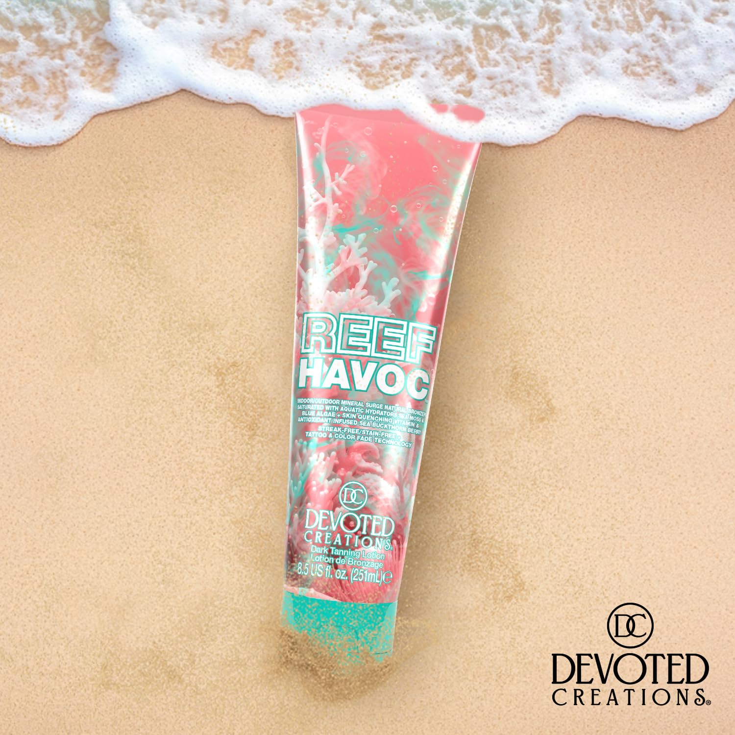 Devoted Creations Reef Havoc on sunlit beach suggests radiant bronzing