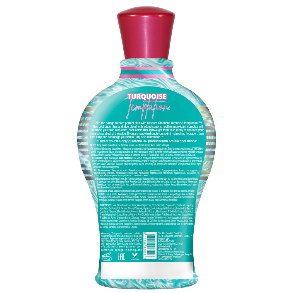 Devoted Creations Turquoise Temptation label closeup emphasizes the sugared sorbet fragrance.