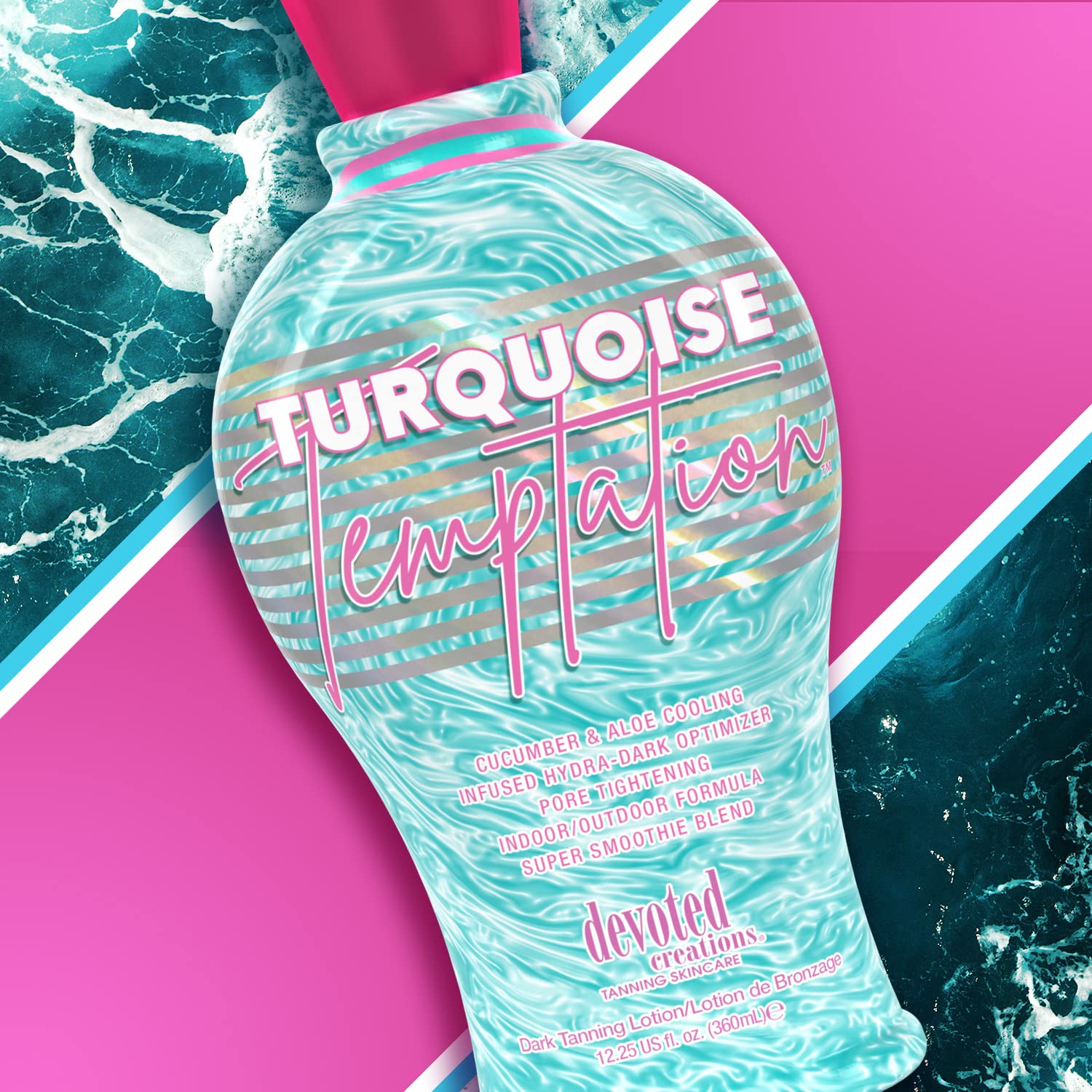 Devoted Creations Turquoise Temptation packaging front view highlights indoor and outdoor compatibility.