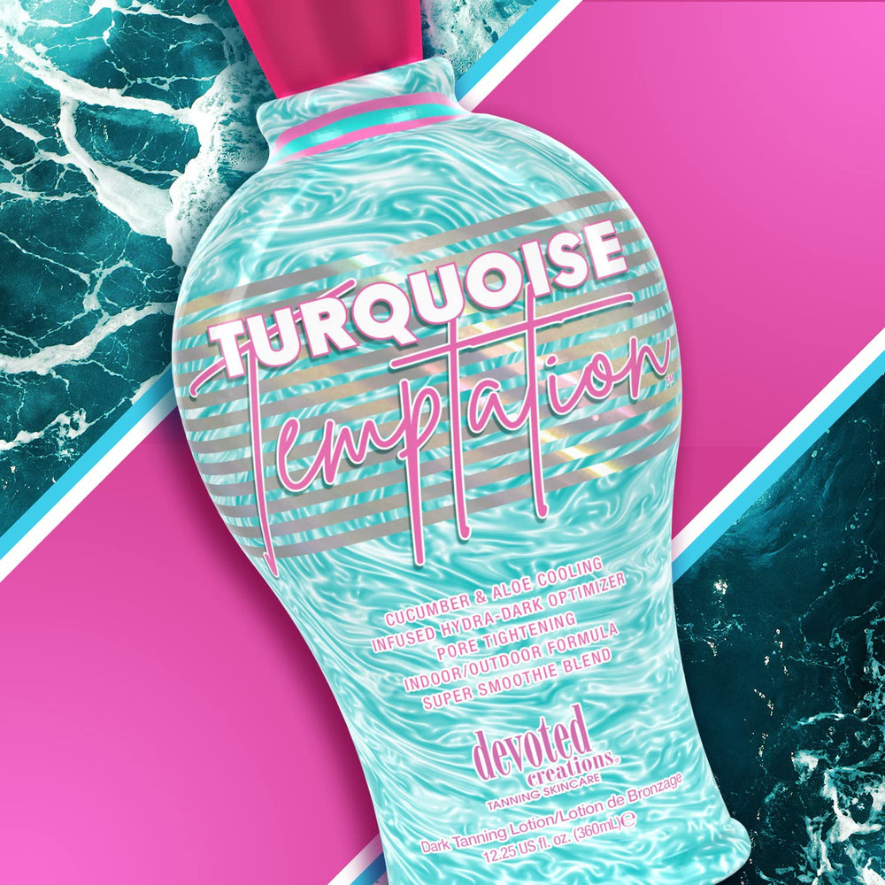 Devoted Creations Turquoise Temptation packaging front view highlights indoor and outdoor compatibility.