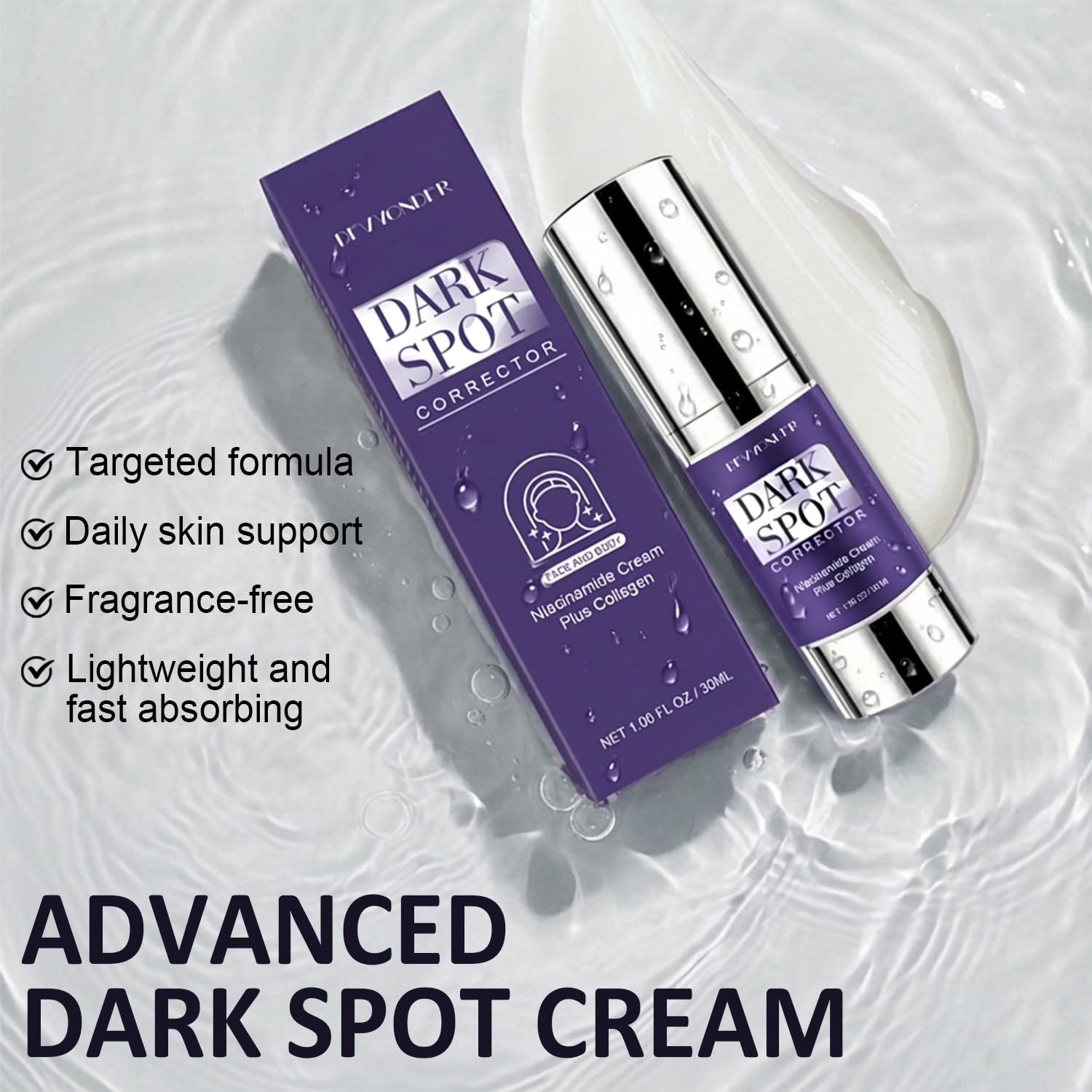 Devyonder cream on the face emphasizes a more even tone