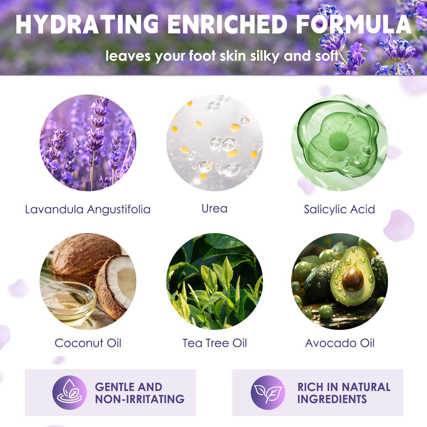 Devyonder ingredients include Urea, Salicylic Acid, Lavender for gentle exfoliation and nourishment.