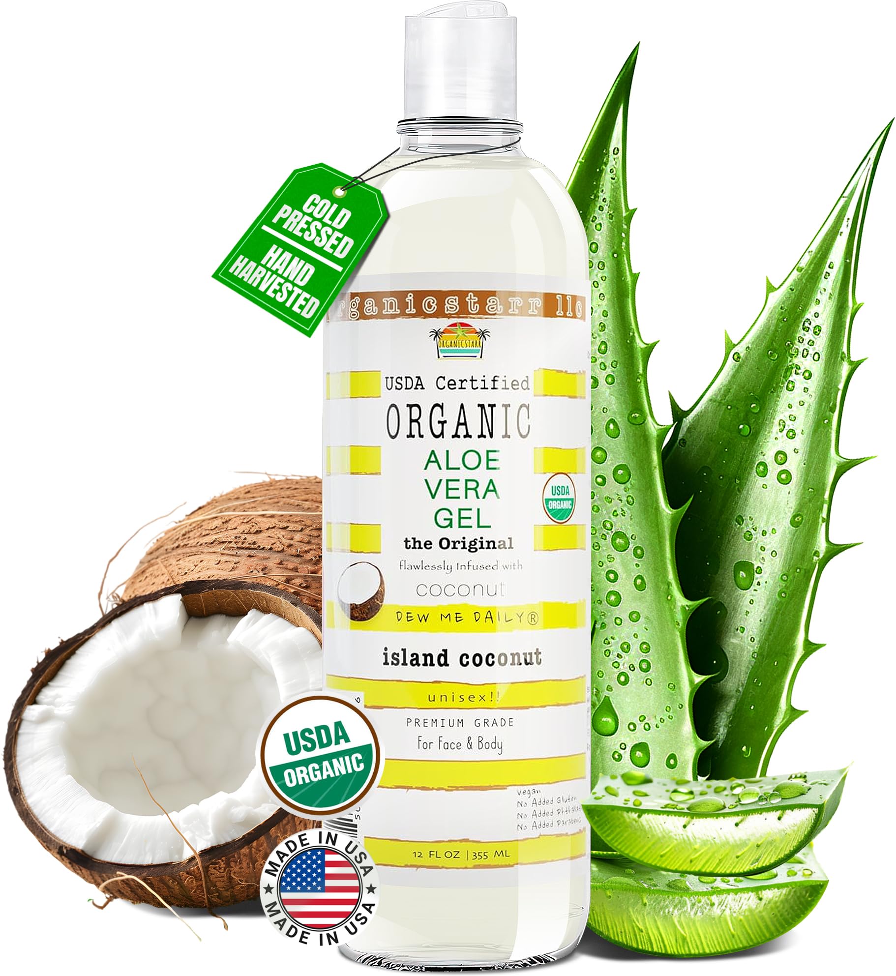 DEW ME DAILY aloe gel bottle showing pure skin hydration and soothing care