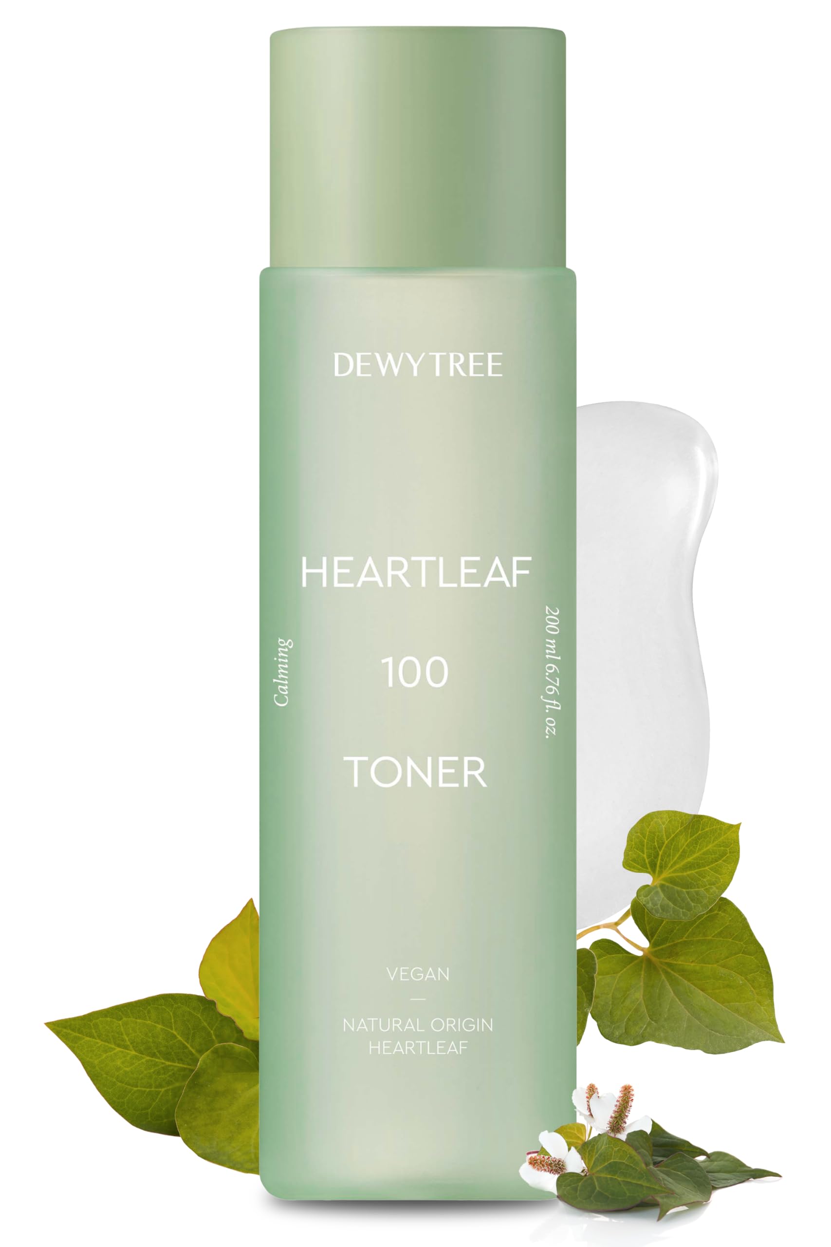Dewytree Heartleaf 100 Toner bottle highlighting hydrating, pore-refining formula for sensitive skin.