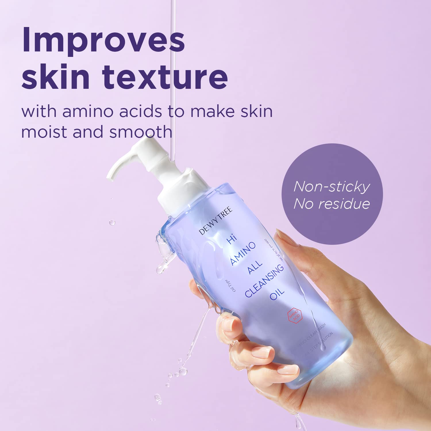 Dewytree Hi Amino All Cleansing Oil removes impurities from pores while cleansing