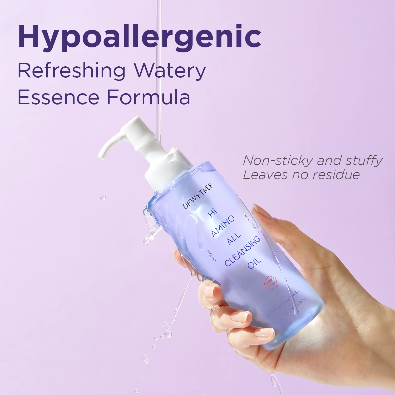Dewytree Hi Amino All Cleansing Oil makeup removal without harsh rubbing