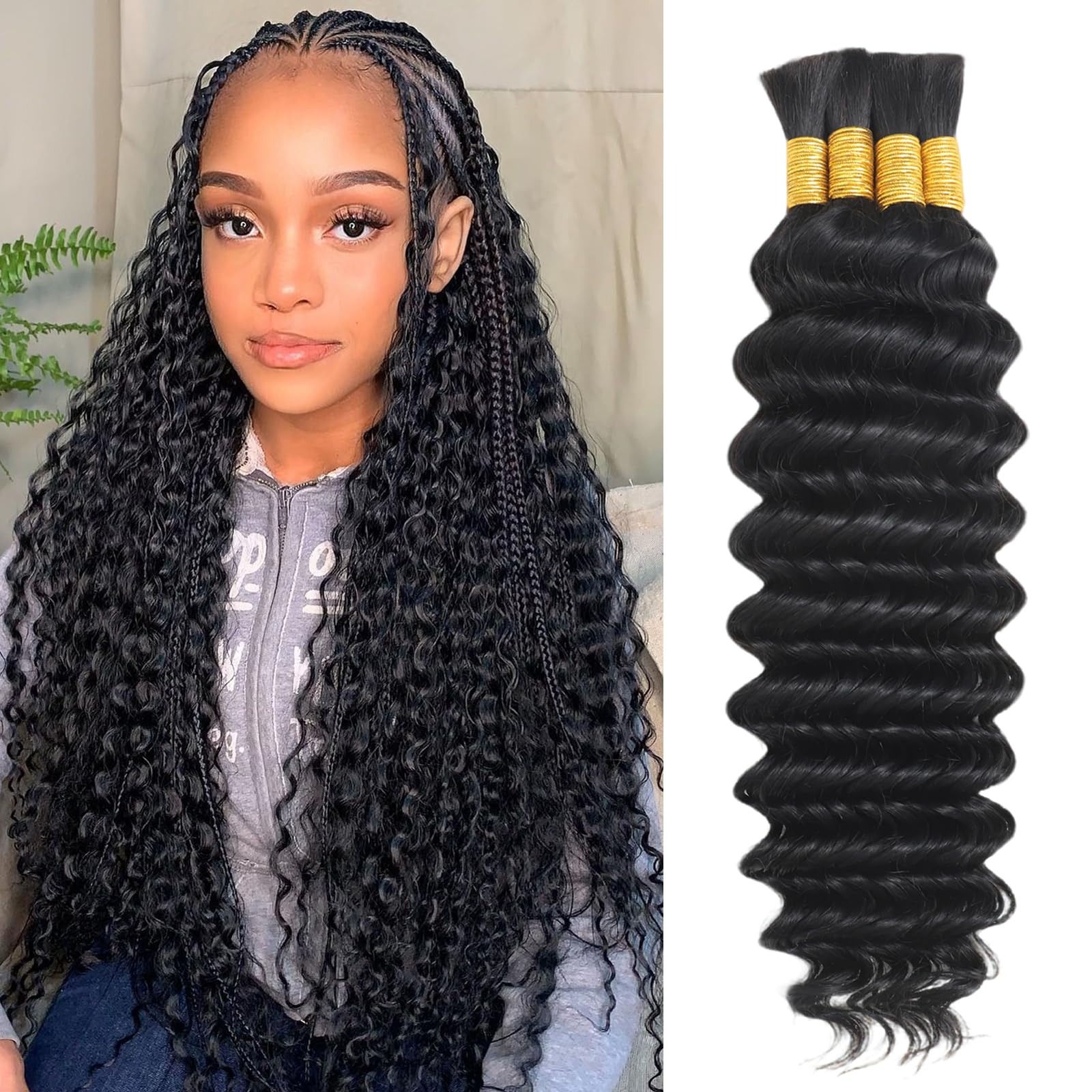 DFHIHCP deep wave braiding hair 20 inch for knotless braids, glossy and easy to manage.