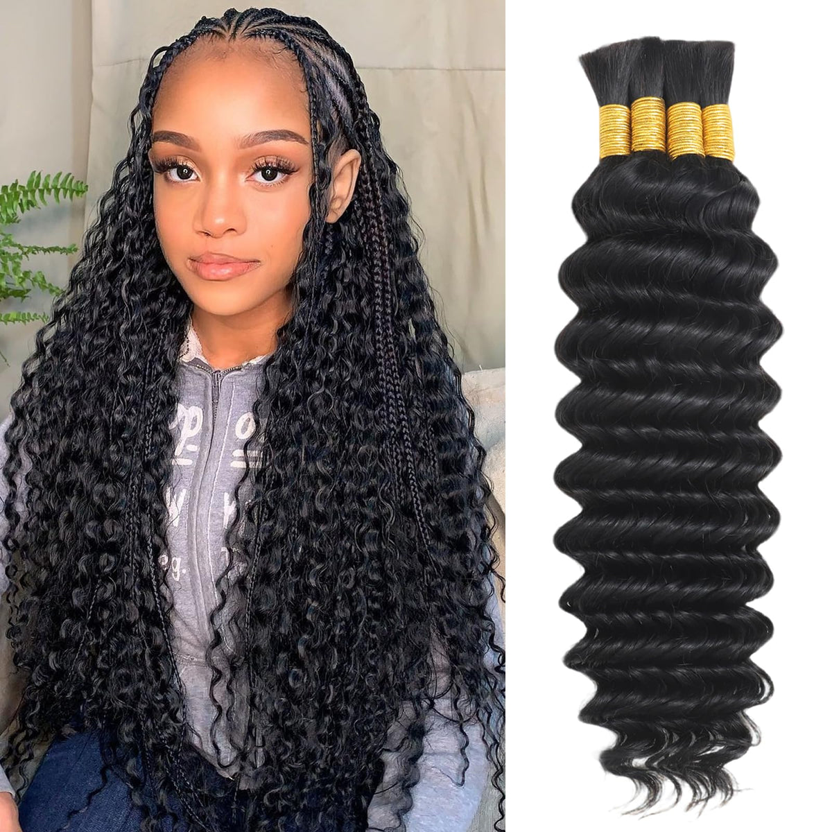 DFHIHCP deep wave braiding hair 20 inch for knotless braids, glossy and easy to manage.