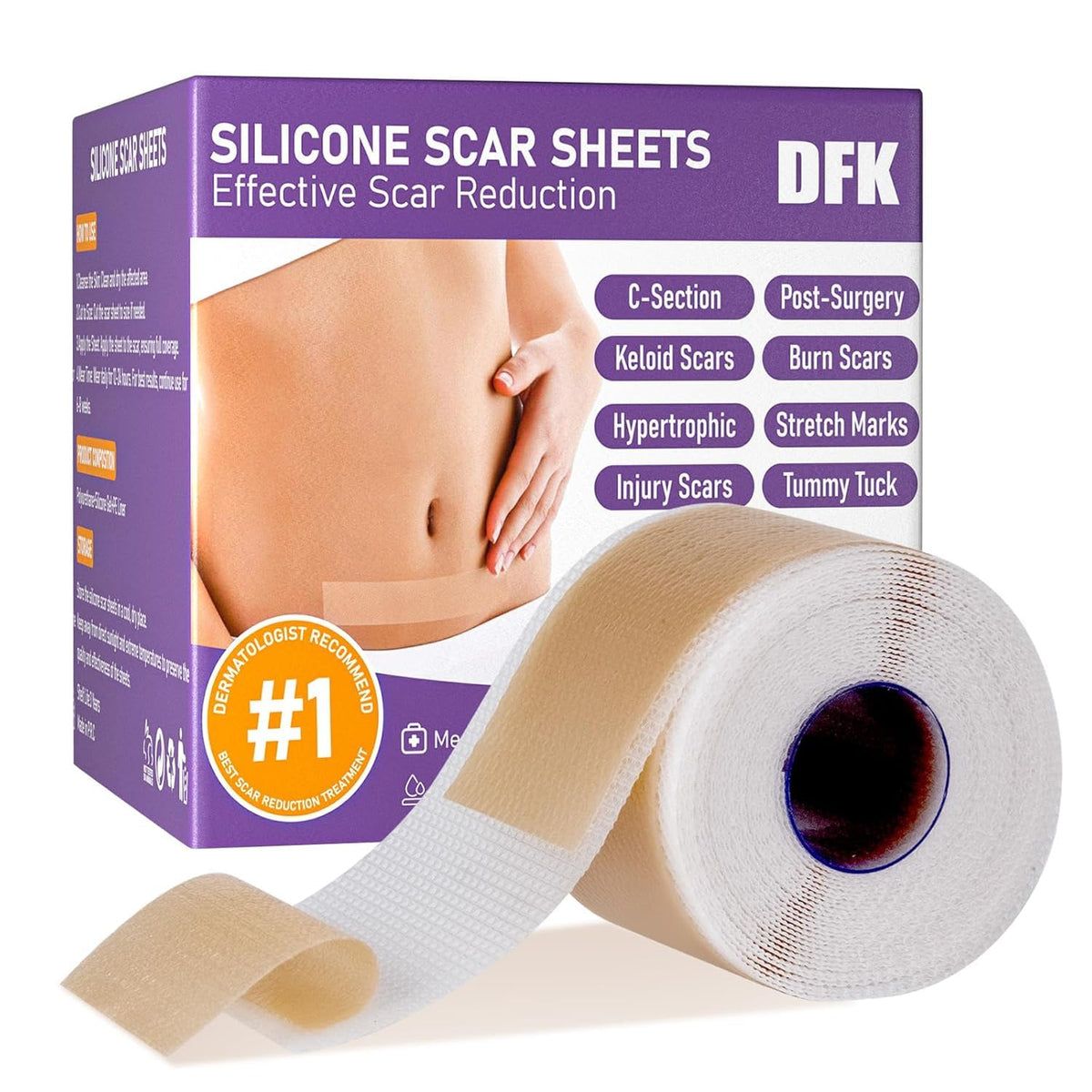 DFK silicone scar sheets roll 3m, gentle and adjustable scar care