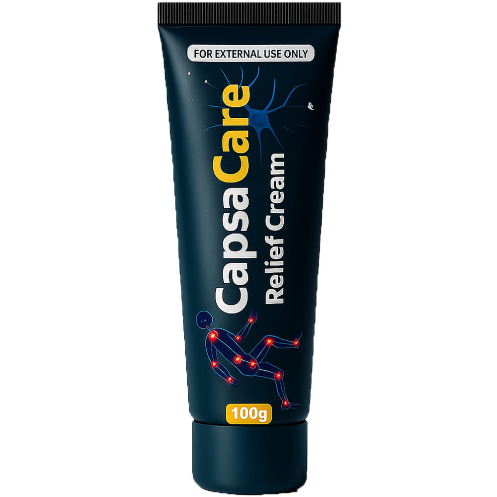 DFTLUUE Capsacare nerve cream tube closeup with soothing botanical blend for daily comfort.