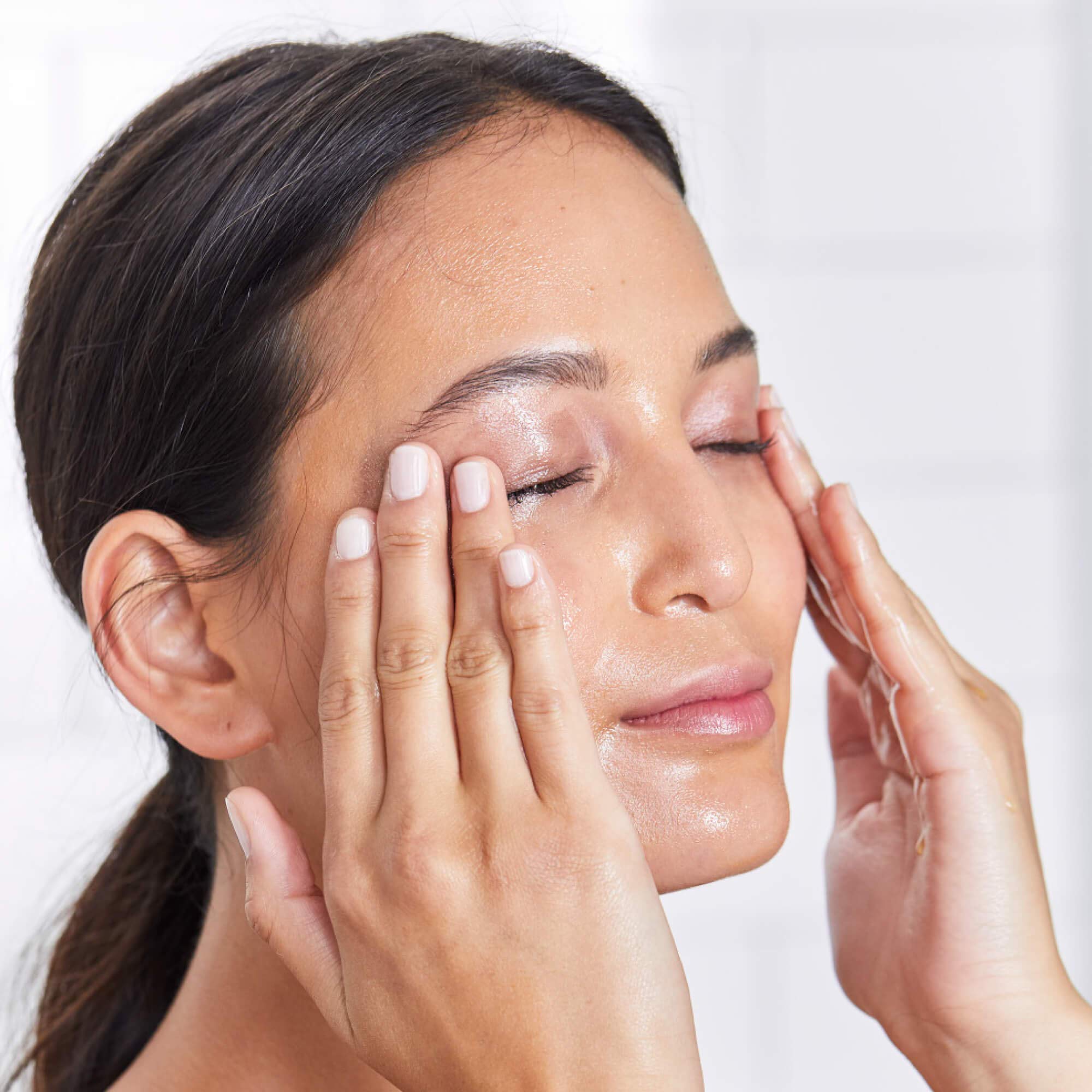 Rinsing DHC Deep Cleansing Oil away, leaving zero oily residue.