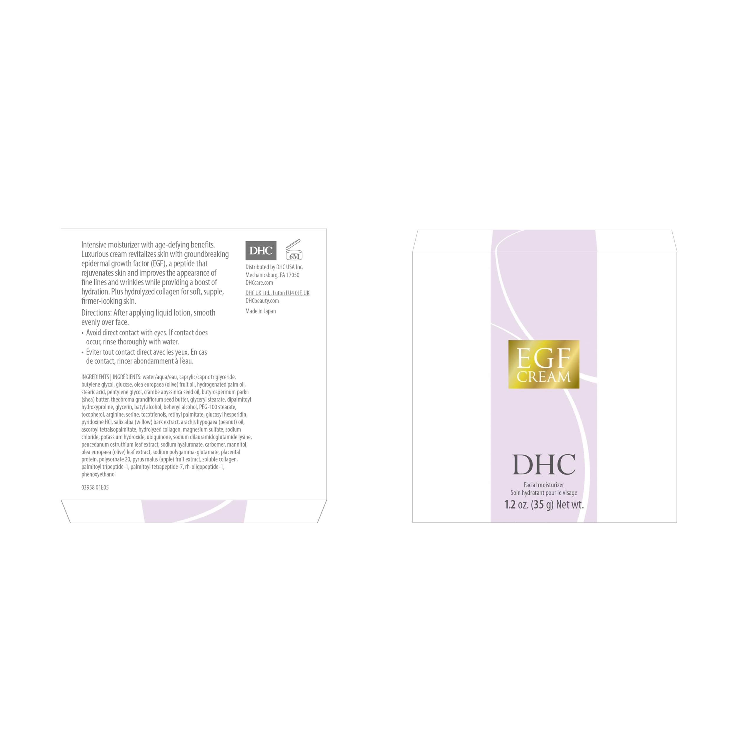 DHC EGF Cream absorption close-up reveals quick hydration.