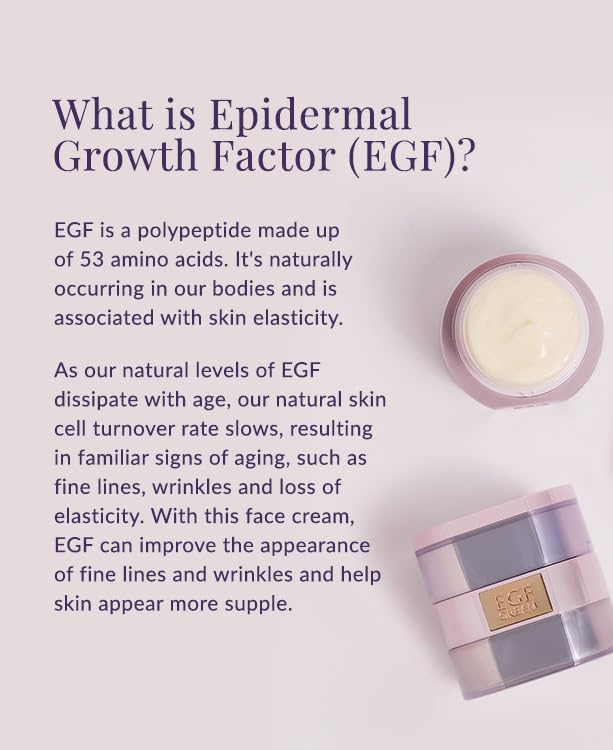 DHC EGF Cream ingredient visual emphasizing peptides and antioxidants.