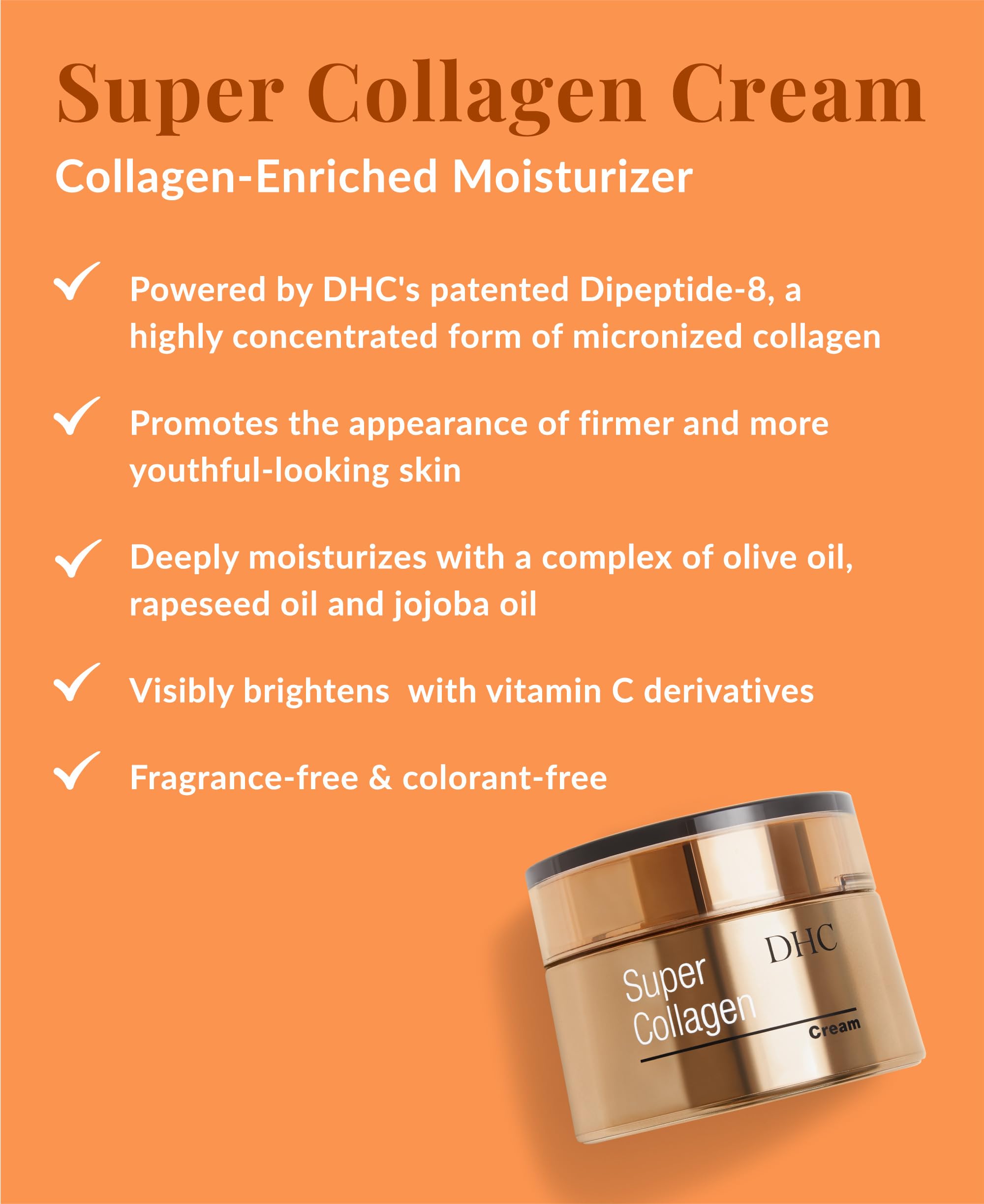DHC Super Collagen Cream jar close-up highlights rich, nourishing texture.