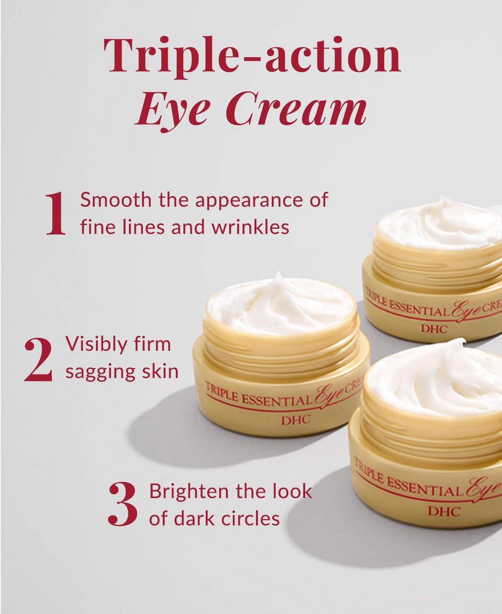 DHC packaging box beside eye cream for day and night use