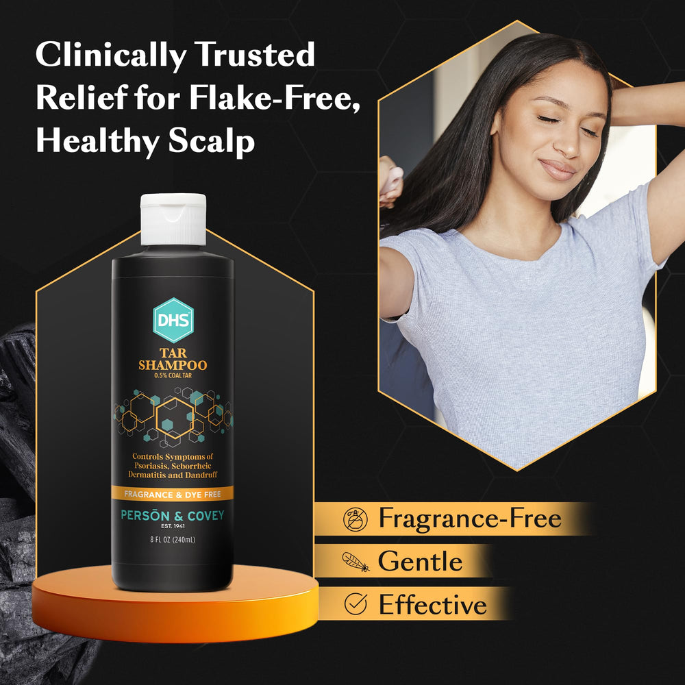 DHS Coal Tar Shampoo lather reveals gentle cleansing without fragrance or dyes.
