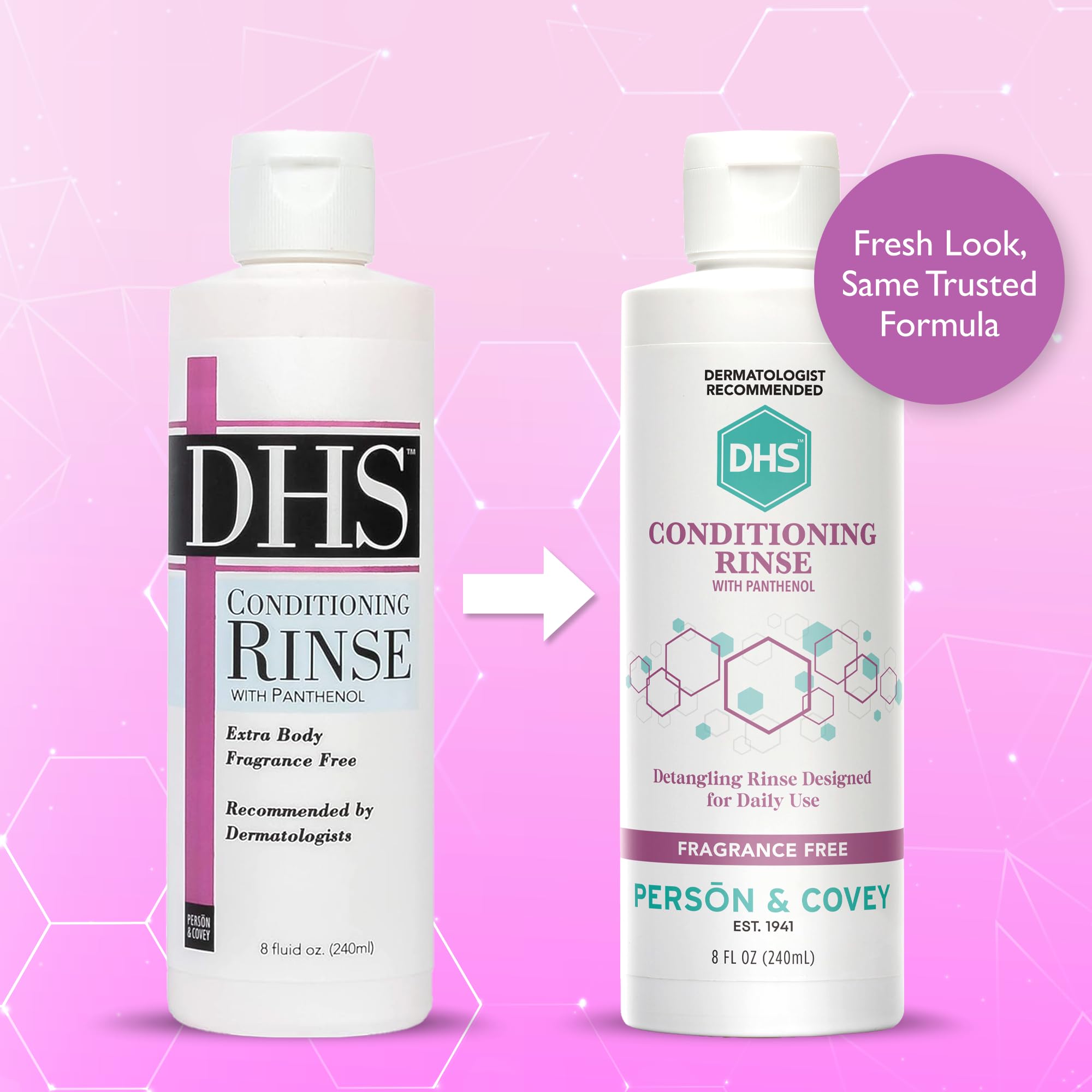 DHS Conditioning Rinse application through hair promotes detangling and smoothness.
