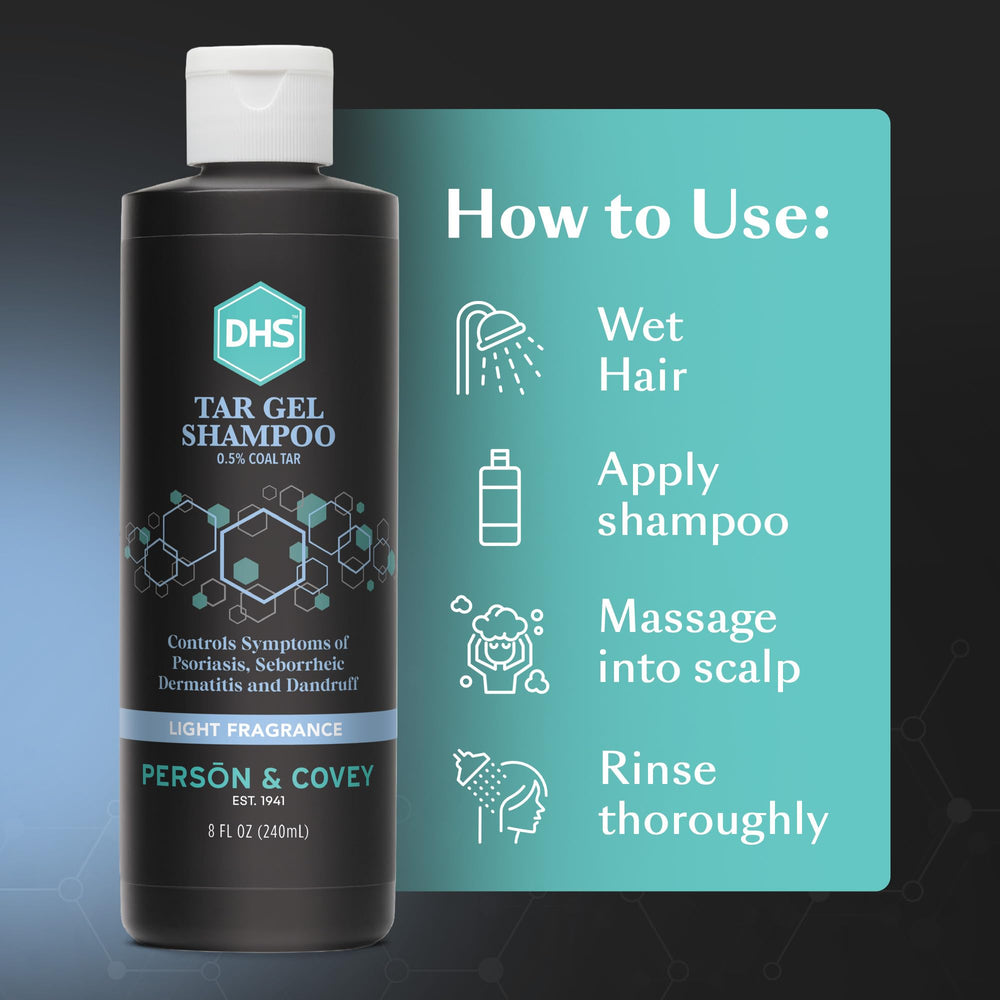 Packaging of DHS T Gel Shampoo emphasizing paraben-free formula