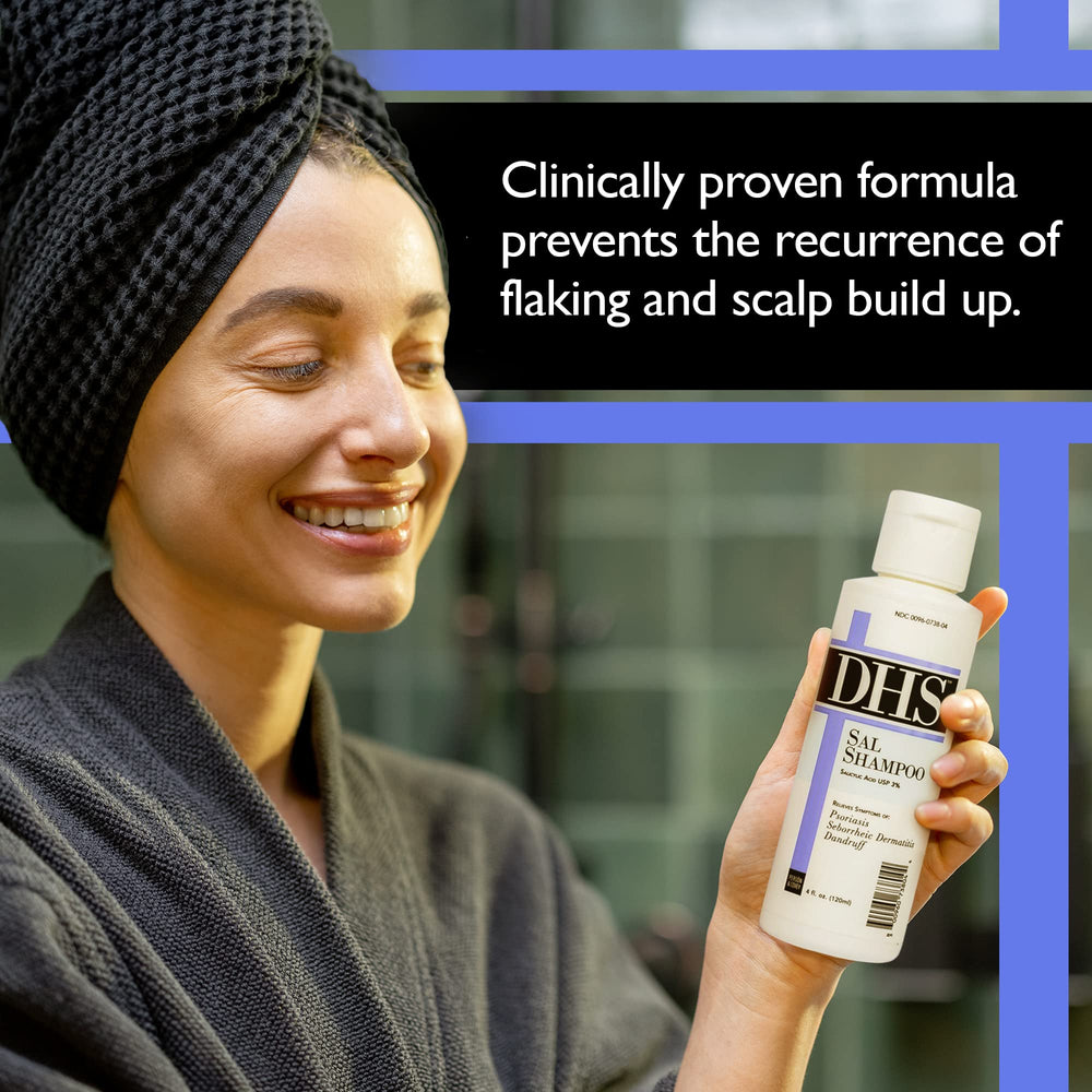 DHS SAL Shampoo 3 percent salicylic acid highlights cleansing and oil control.