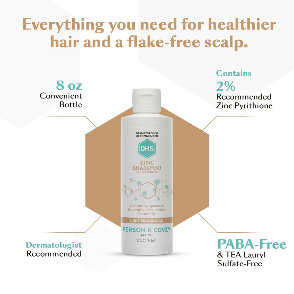 DHS Zinc Shampoo foamy lather during a shower for scalp care.