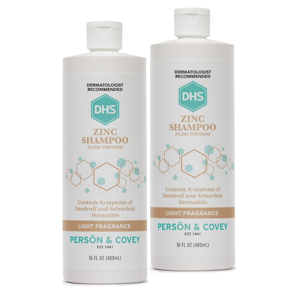 DHS Zinc Shampoo two-pack bottle front view for easy daily use