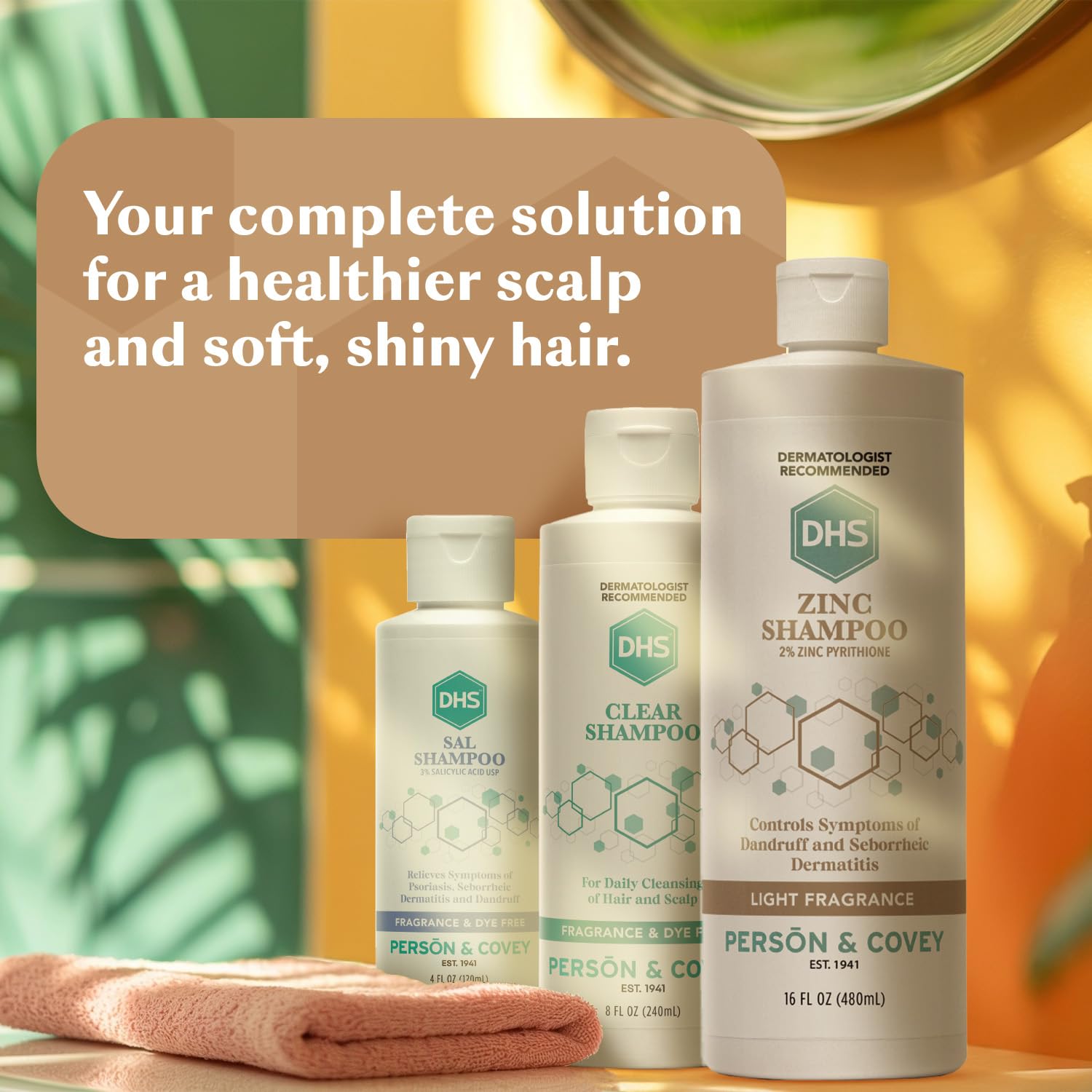 DHS Zinc Shampoo two-pack corner shot for value and convenience