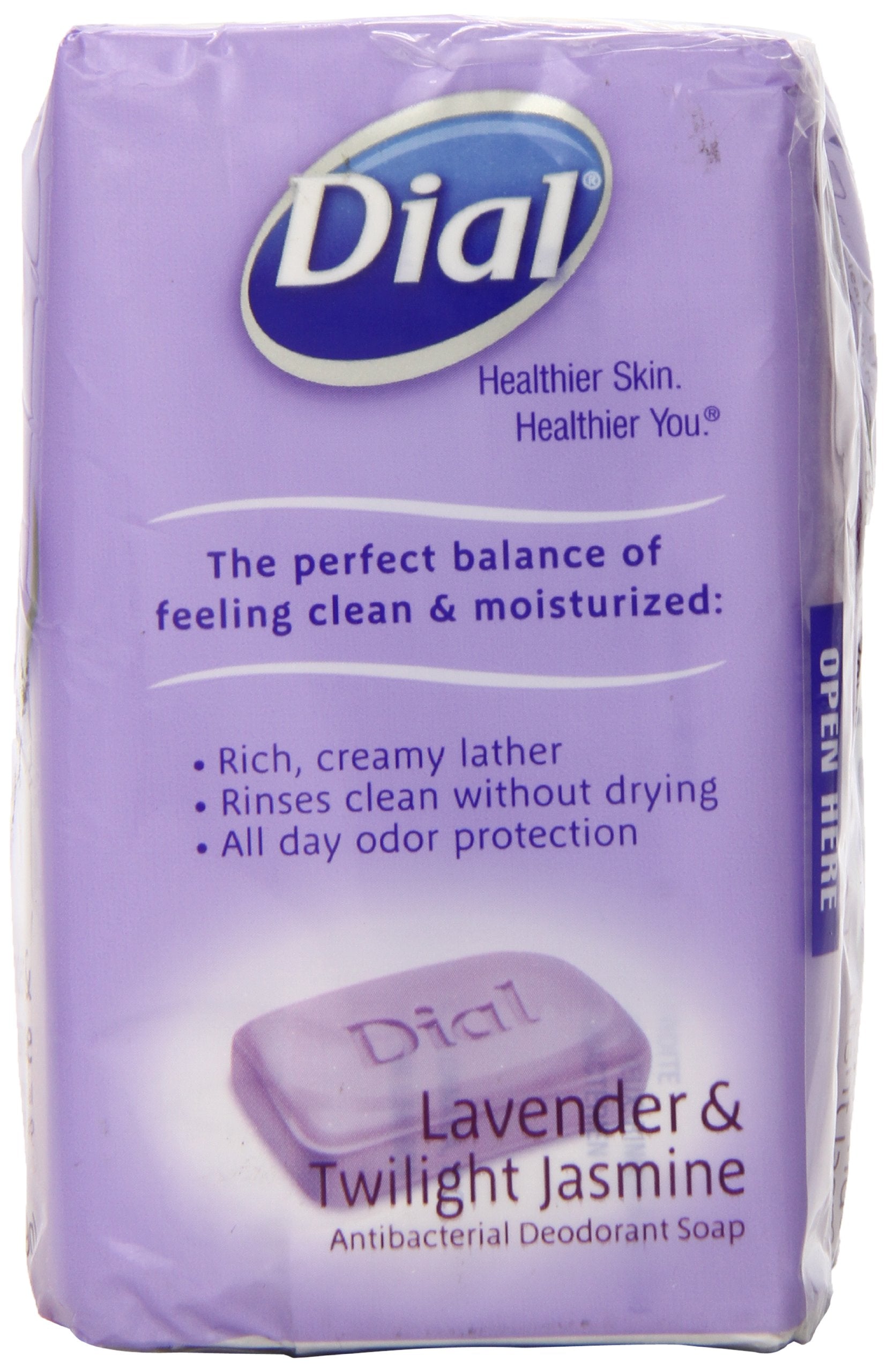 Dial Antibacterial Deodorant Soap Lavender Twilight Jasmine pack front with all-day freshness.