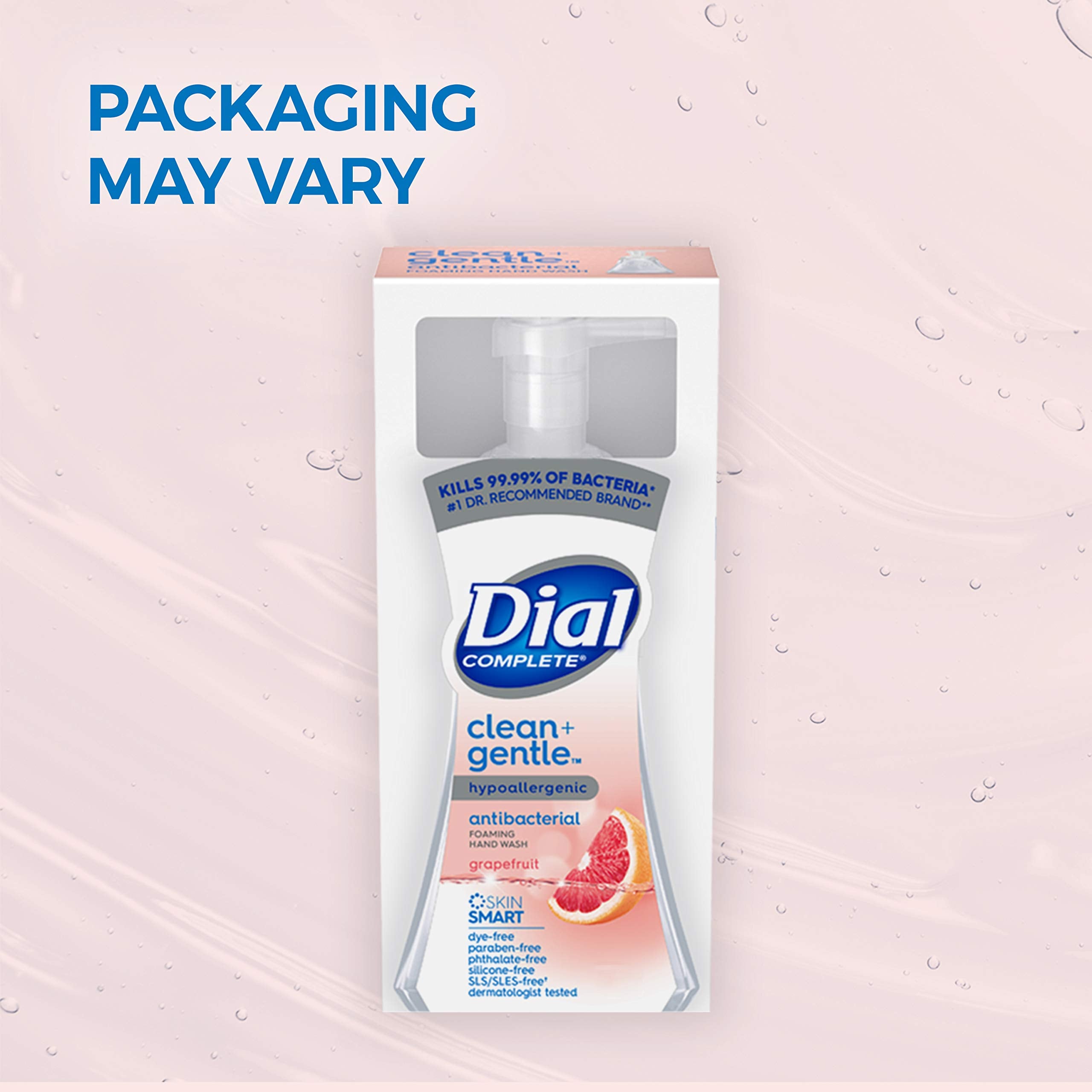Dial bottle recyclable symbol indicating eco-friendly packaging.