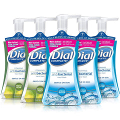 Dial Complete Fresh Pear foaming hand soap bottle with refreshing scent.