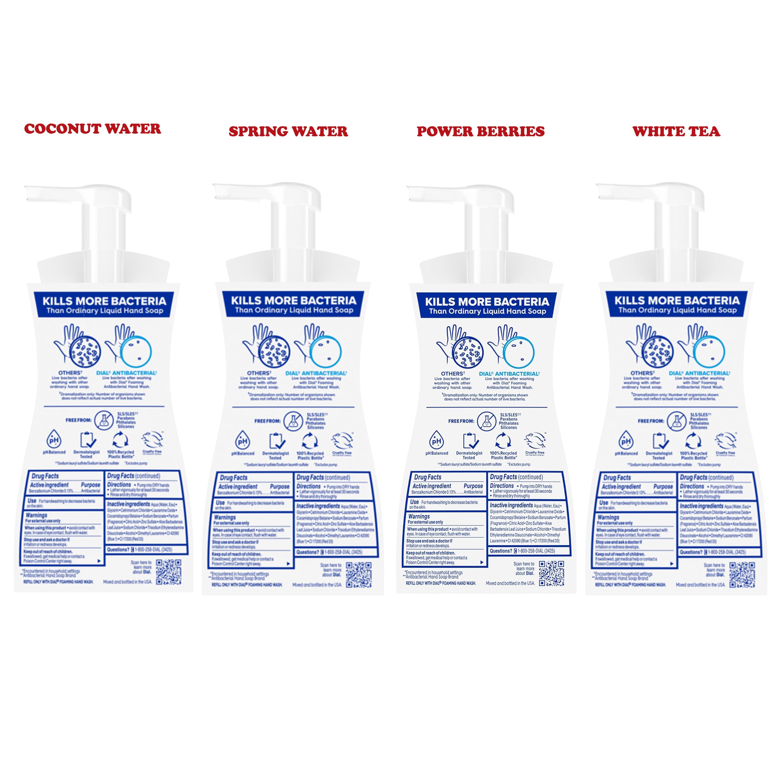 Dial foaming hand wash white tea provides subtle scent and skin comfort after washing.