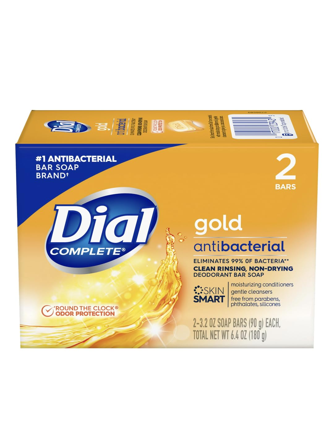 Dial Gold antibacterial soap close-up bar shows rich lather and lasting freshness.