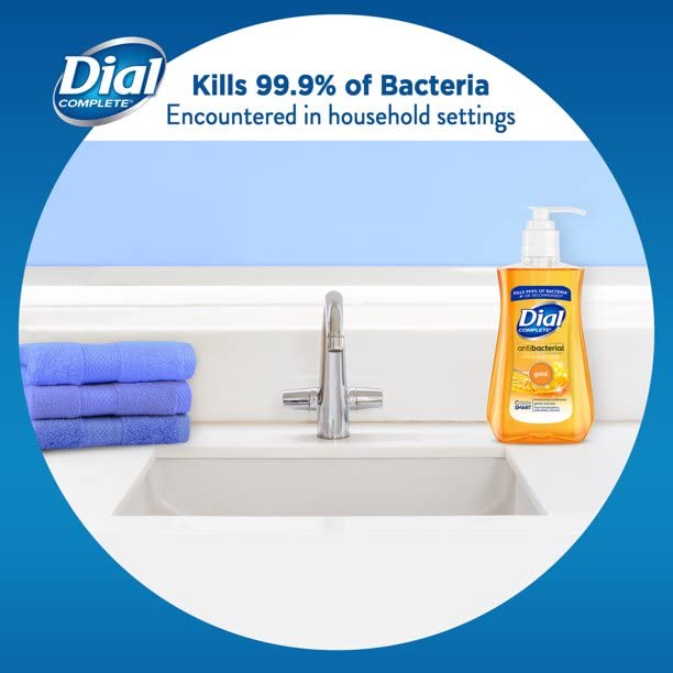 Dial Liquid Antimicrobial Soap pump-action dispensing soap for easy use.